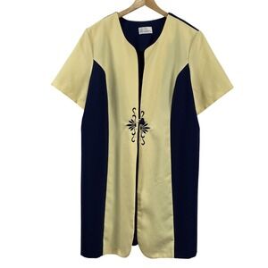 Pride & Joy Womens 80s Artsy Boho Midi Jacket sz 20W Colorblock Short Sleeve